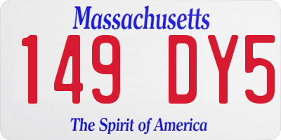 MA license plate 149DY5