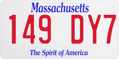 MA license plate 149DY7