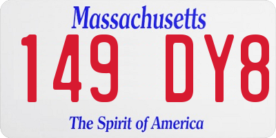 MA license plate 149DY8