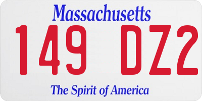 MA license plate 149DZ2