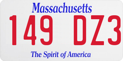 MA license plate 149DZ3