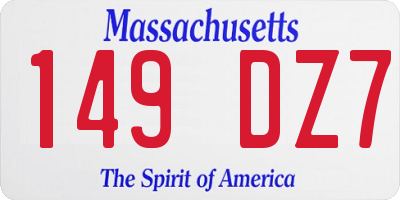 MA license plate 149DZ7