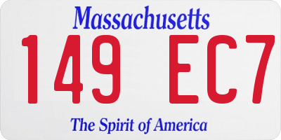 MA license plate 149EC7