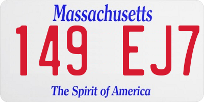 MA license plate 149EJ7