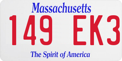 MA license plate 149EK3