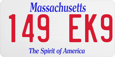 MA license plate 149EK9