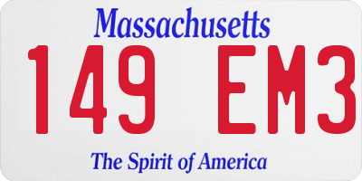 MA license plate 149EM3