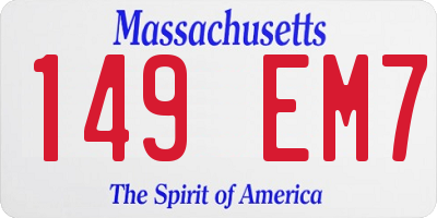 MA license plate 149EM7
