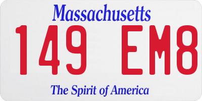 MA license plate 149EM8