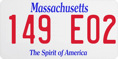 MA license plate 149EO2