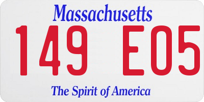 MA license plate 149EO5
