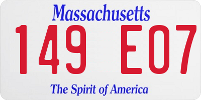 MA license plate 149EO7
