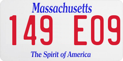 MA license plate 149EO9