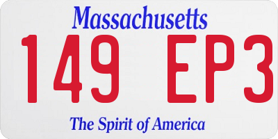 MA license plate 149EP3