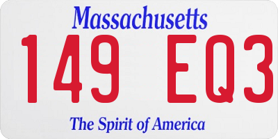 MA license plate 149EQ3