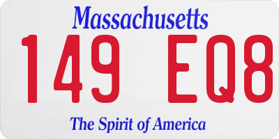 MA license plate 149EQ8