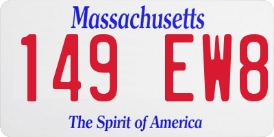 MA license plate 149EW8