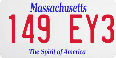 MA license plate 149EY3