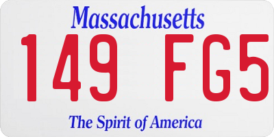MA license plate 149FG5
