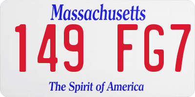 MA license plate 149FG7