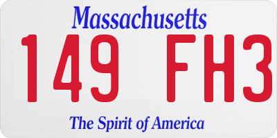 MA license plate 149FH3