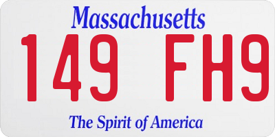 MA license plate 149FH9