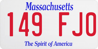 MA license plate 149FJ0