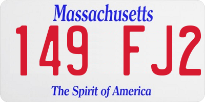 MA license plate 149FJ2