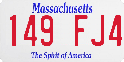 MA license plate 149FJ4