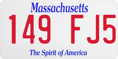 MA license plate 149FJ5