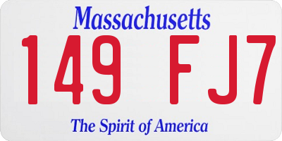 MA license plate 149FJ7