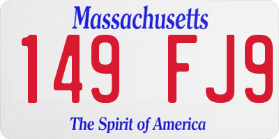 MA license plate 149FJ9