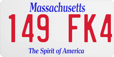 MA license plate 149FK4