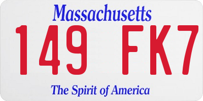 MA license plate 149FK7