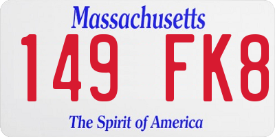MA license plate 149FK8