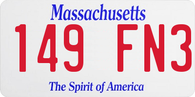 MA license plate 149FN3