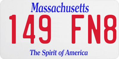 MA license plate 149FN8