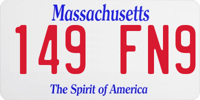 MA license plate 149FN9