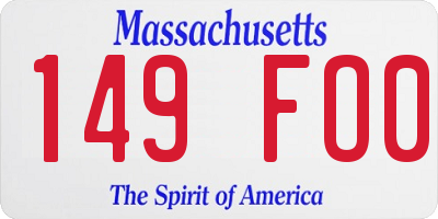 MA license plate 149FO0