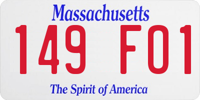 MA license plate 149FO1
