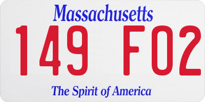 MA license plate 149FO2