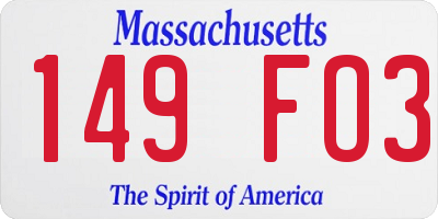 MA license plate 149FO3