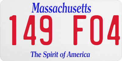 MA license plate 149FO4