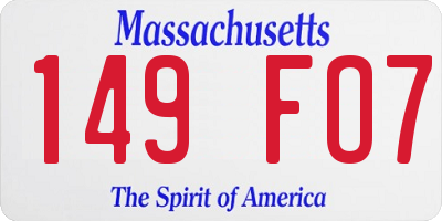 MA license plate 149FO7