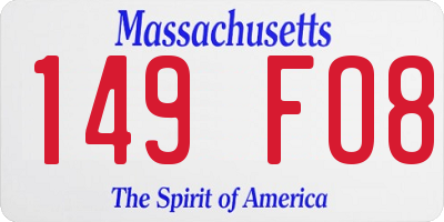 MA license plate 149FO8