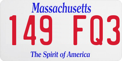 MA license plate 149FQ3