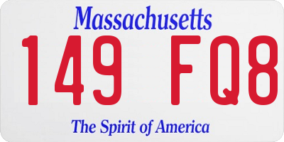 MA license plate 149FQ8