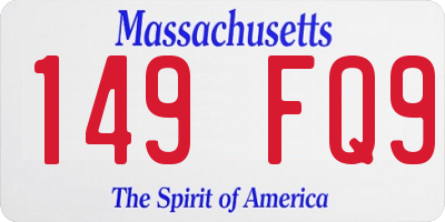MA license plate 149FQ9