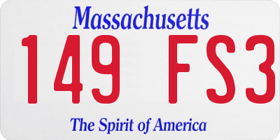 MA license plate 149FS3