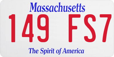 MA license plate 149FS7